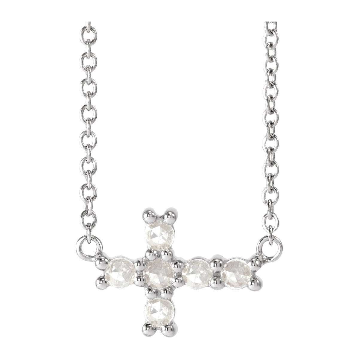 Gemstone Sideways Cross Necklace