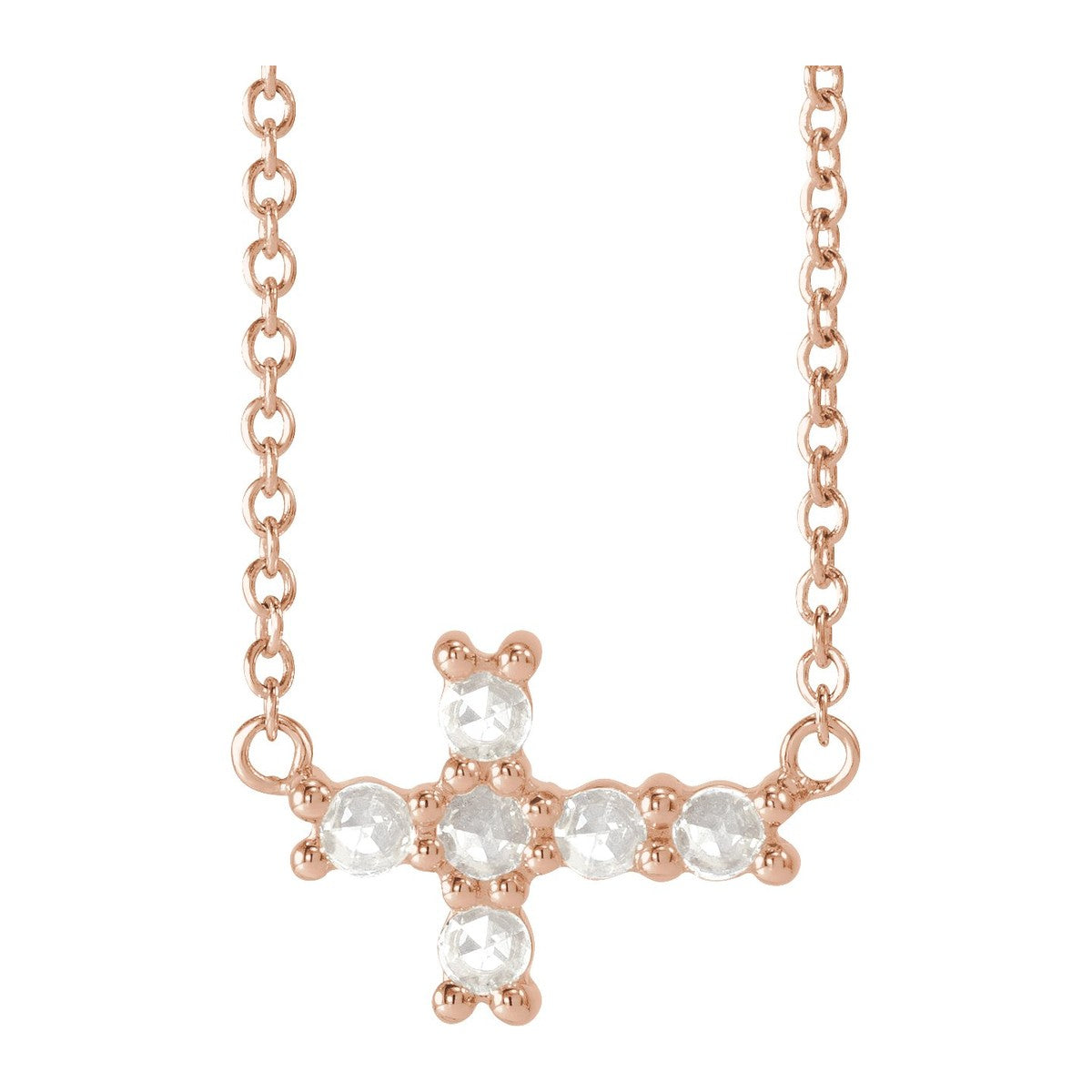 Gemstone Sideways Cross Necklace