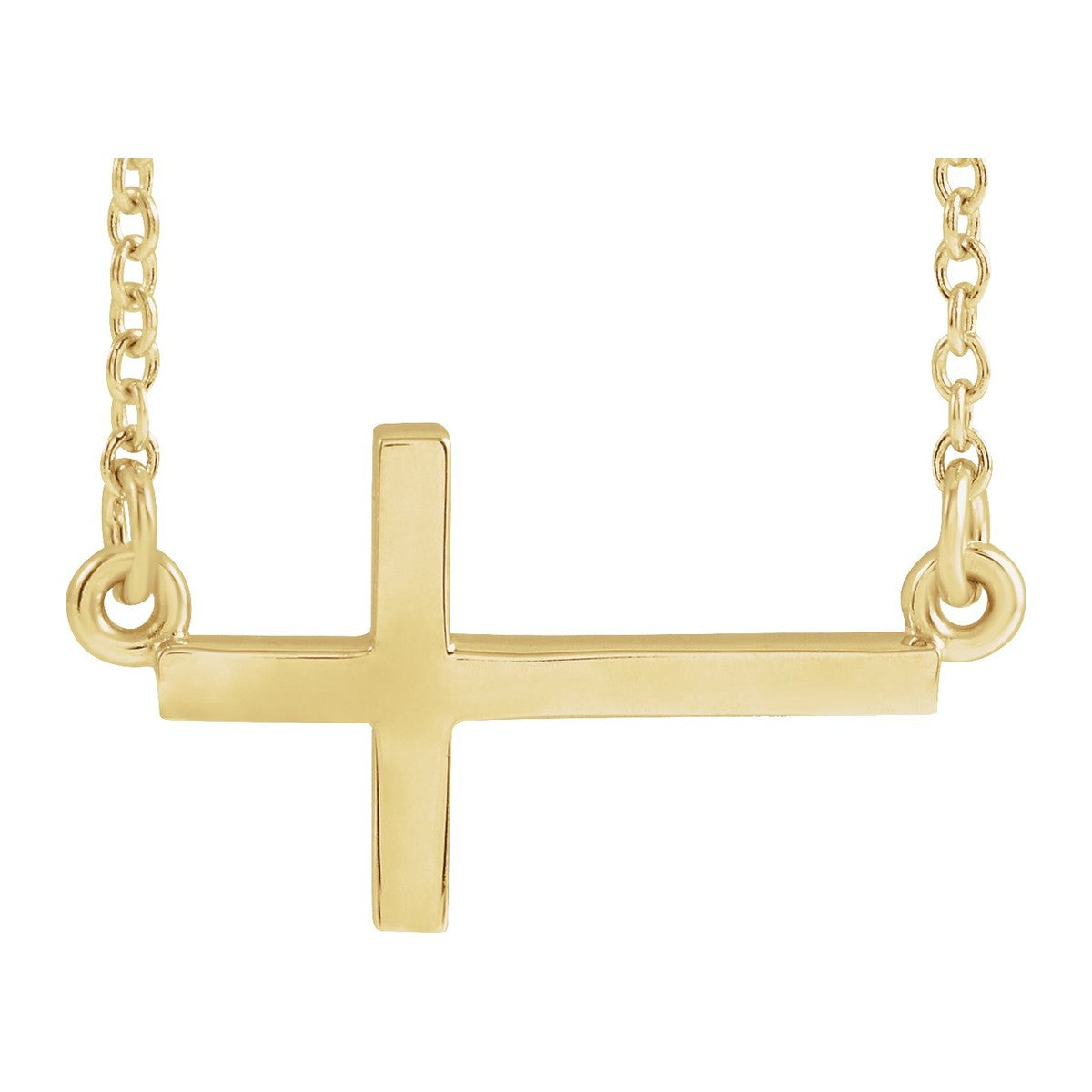 Polished Sideways Cross Necklace
