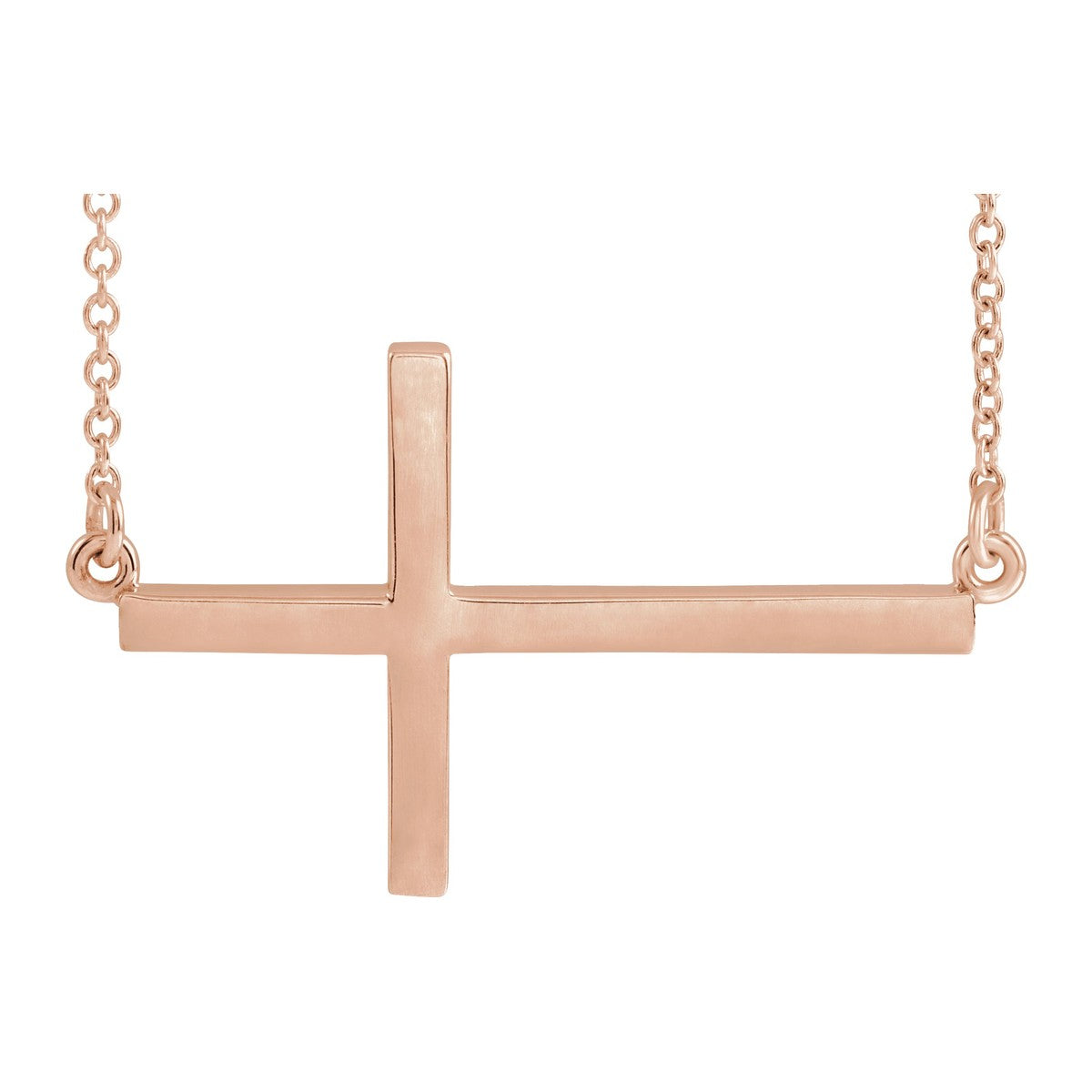 Polished Sideways Cross Necklace