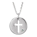 Pierced Cross Disc Necklace with Stone