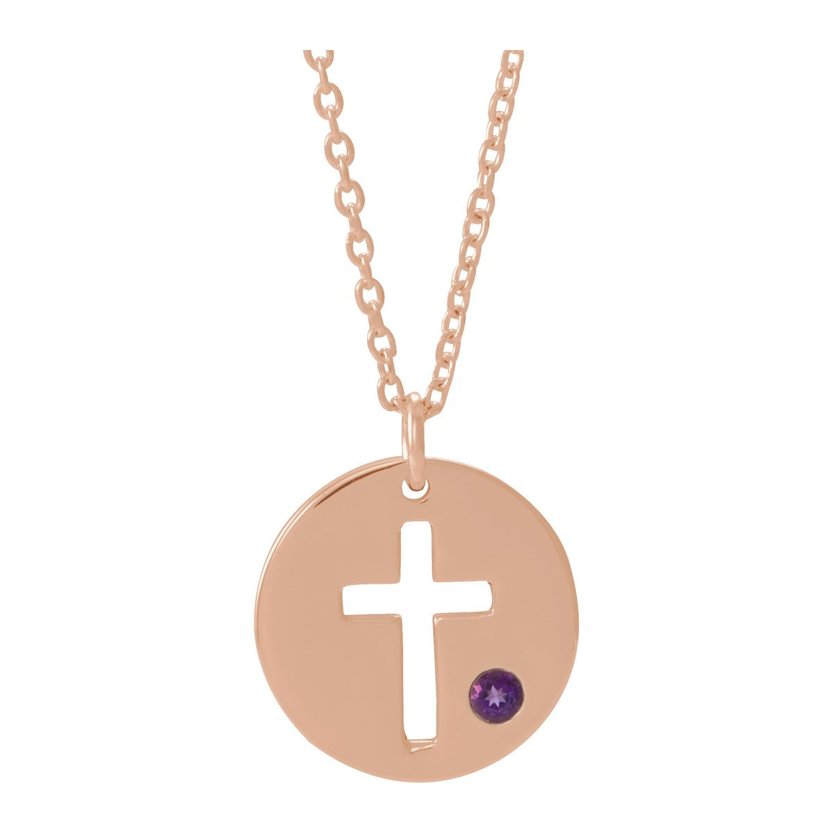 Pierced Cross Disc Necklace with Stone