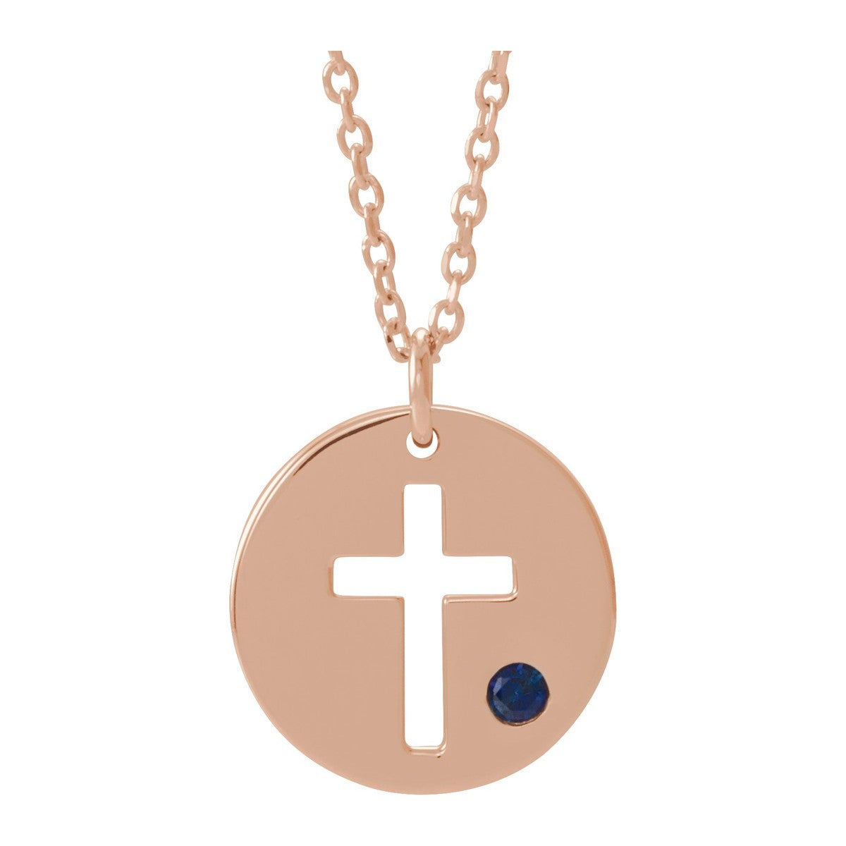 Pierced Cross Disc Necklace with Stone