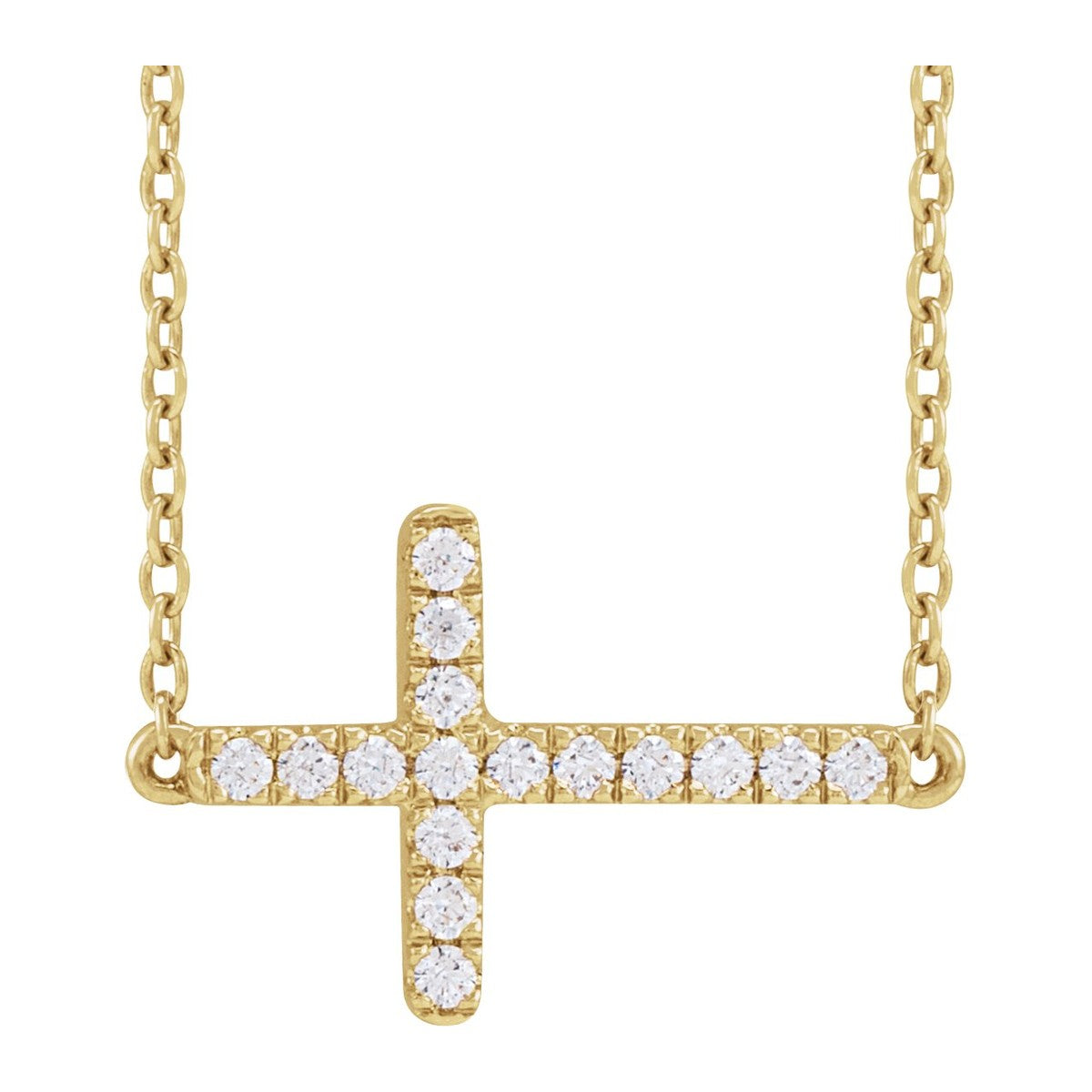 Lab-Grown Diamond Sideways Cross Necklace