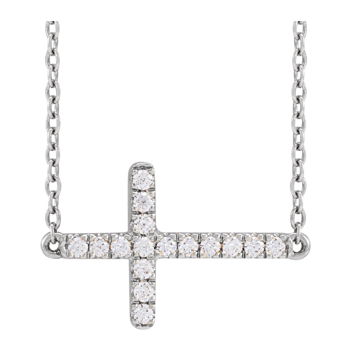 Lab-Grown Diamond Sideways Cross Necklace