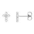 Diamond Cluster Cross Stud Earrings