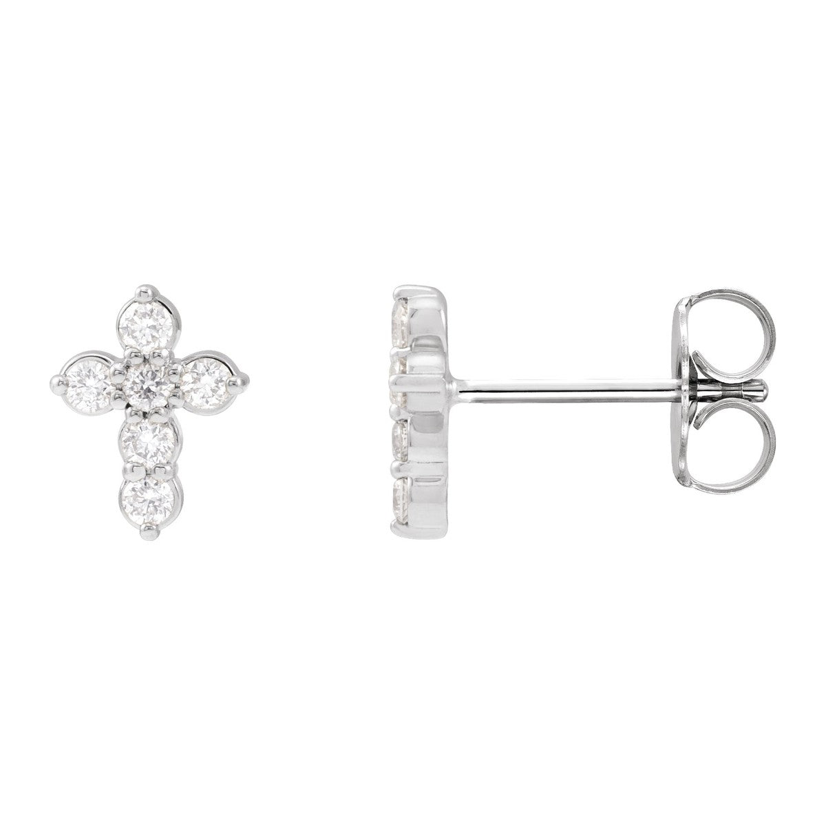 Diamond Cluster Cross Stud Earrings