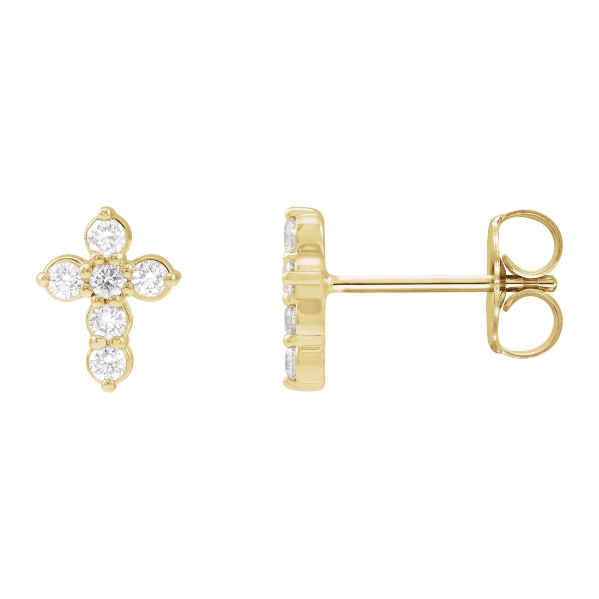 Diamond Cluster Cross Stud Earrings