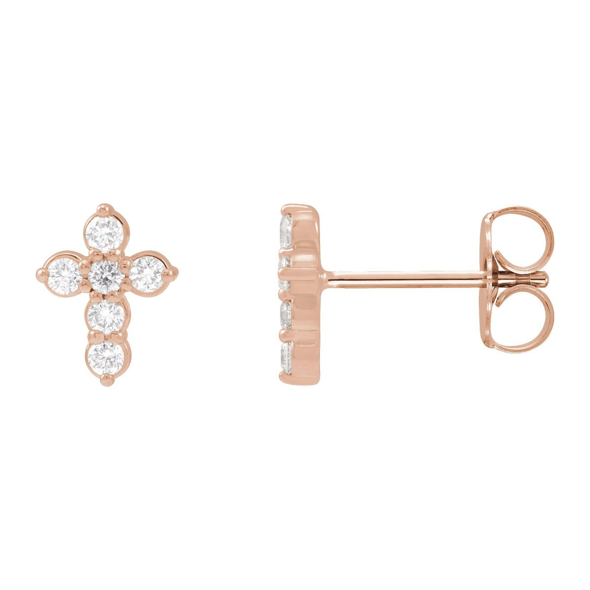 Diamond Cluster Cross Stud Earrings