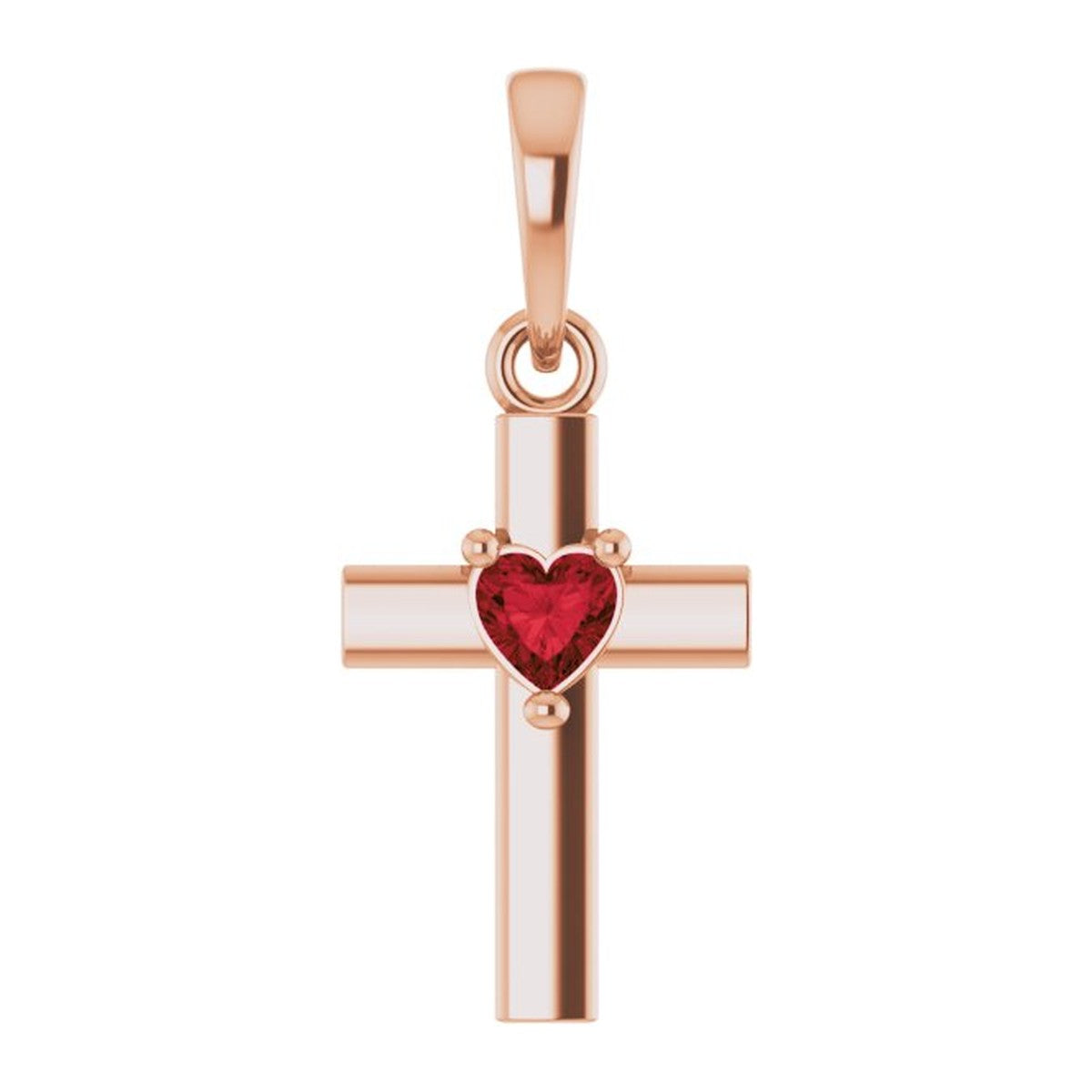 Garnet Heart Cross Pendant