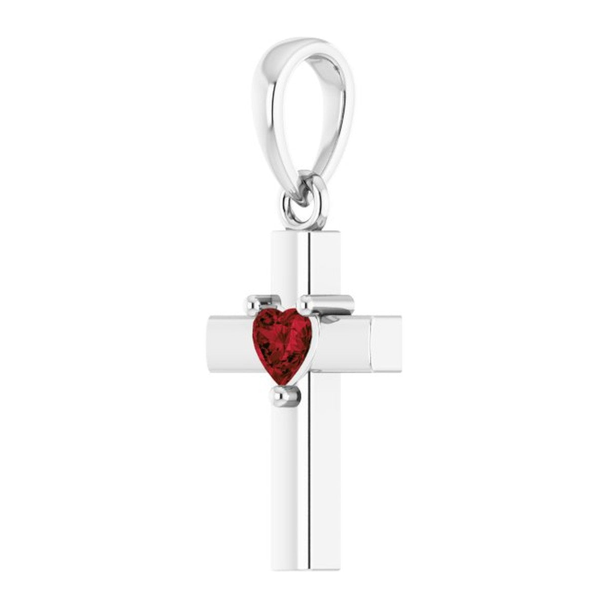 Garnet Heart Cross Pendant