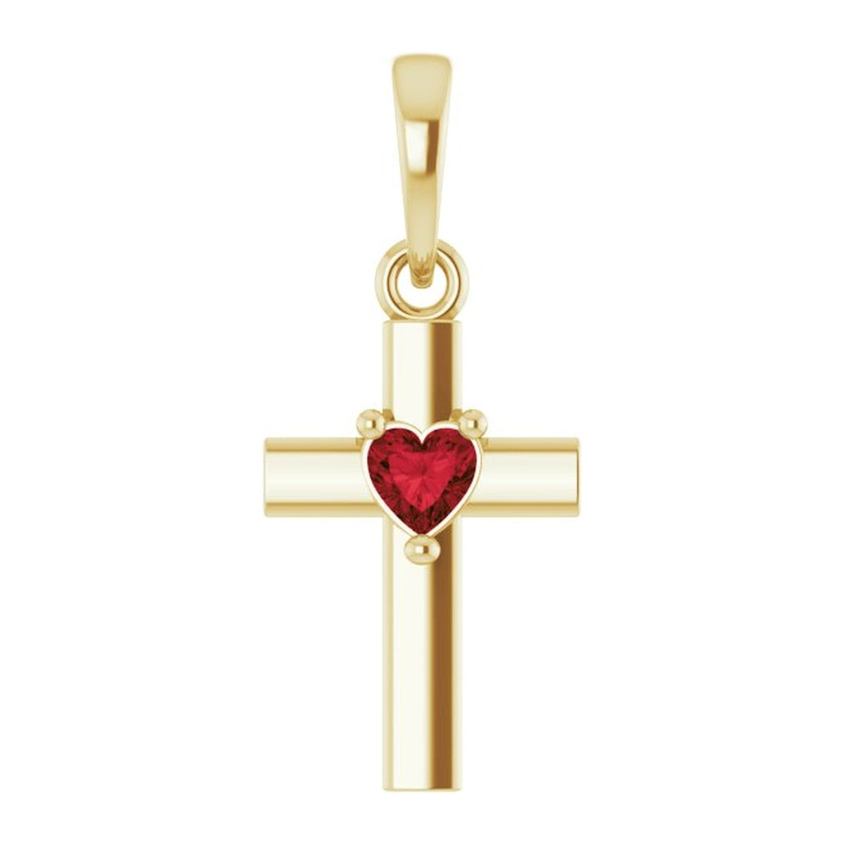 Garnet Heart Cross Pendant