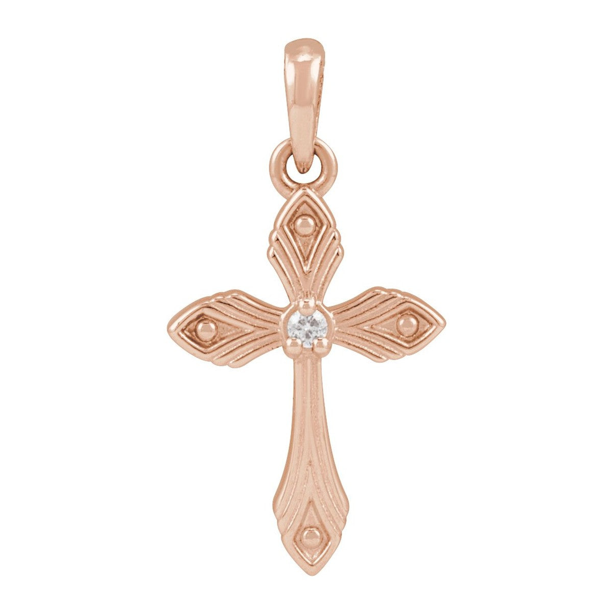 Diamond Petal Cross Pendant