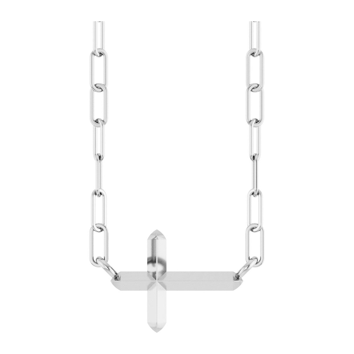Sideways Cross Paperclip Necklace