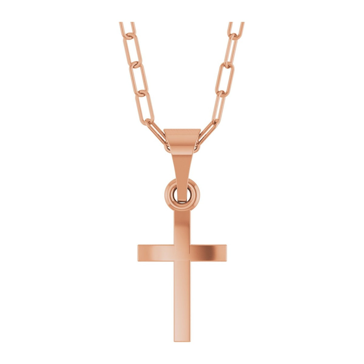 Cross Necklace with Paperclip Chain