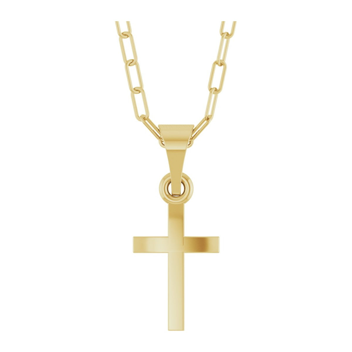 Cross Necklace with Paperclip Chain