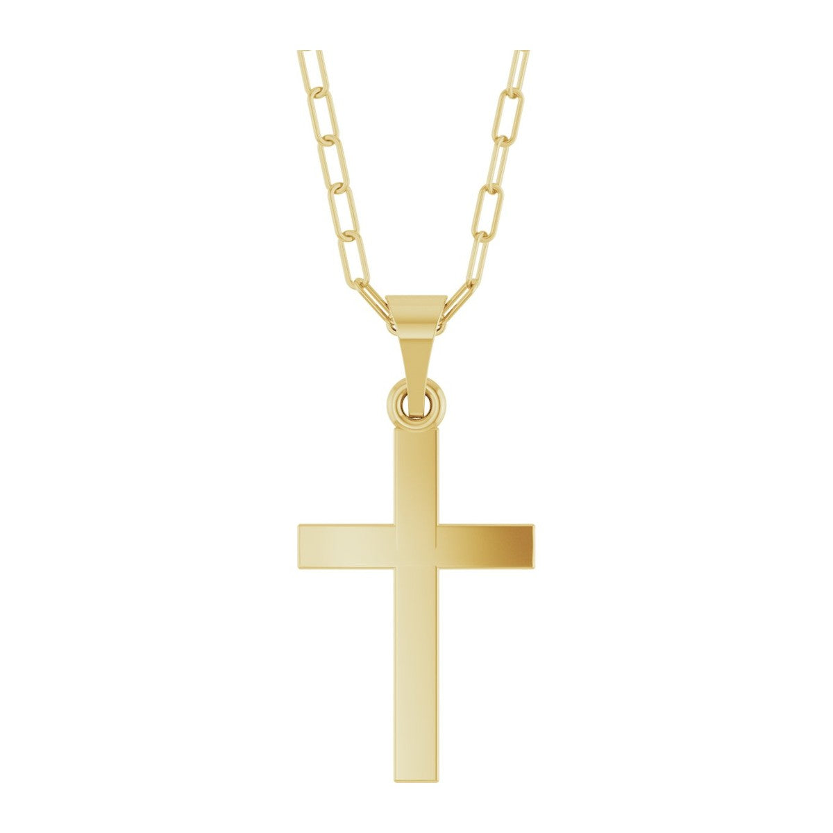 Cross Necklace with Paperclip Chain