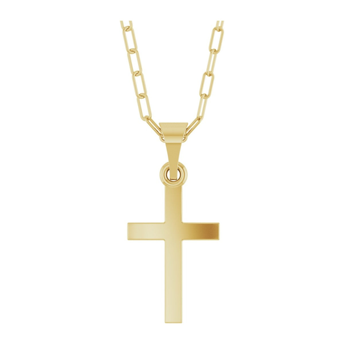 Cross Necklace with Paperclip Chain