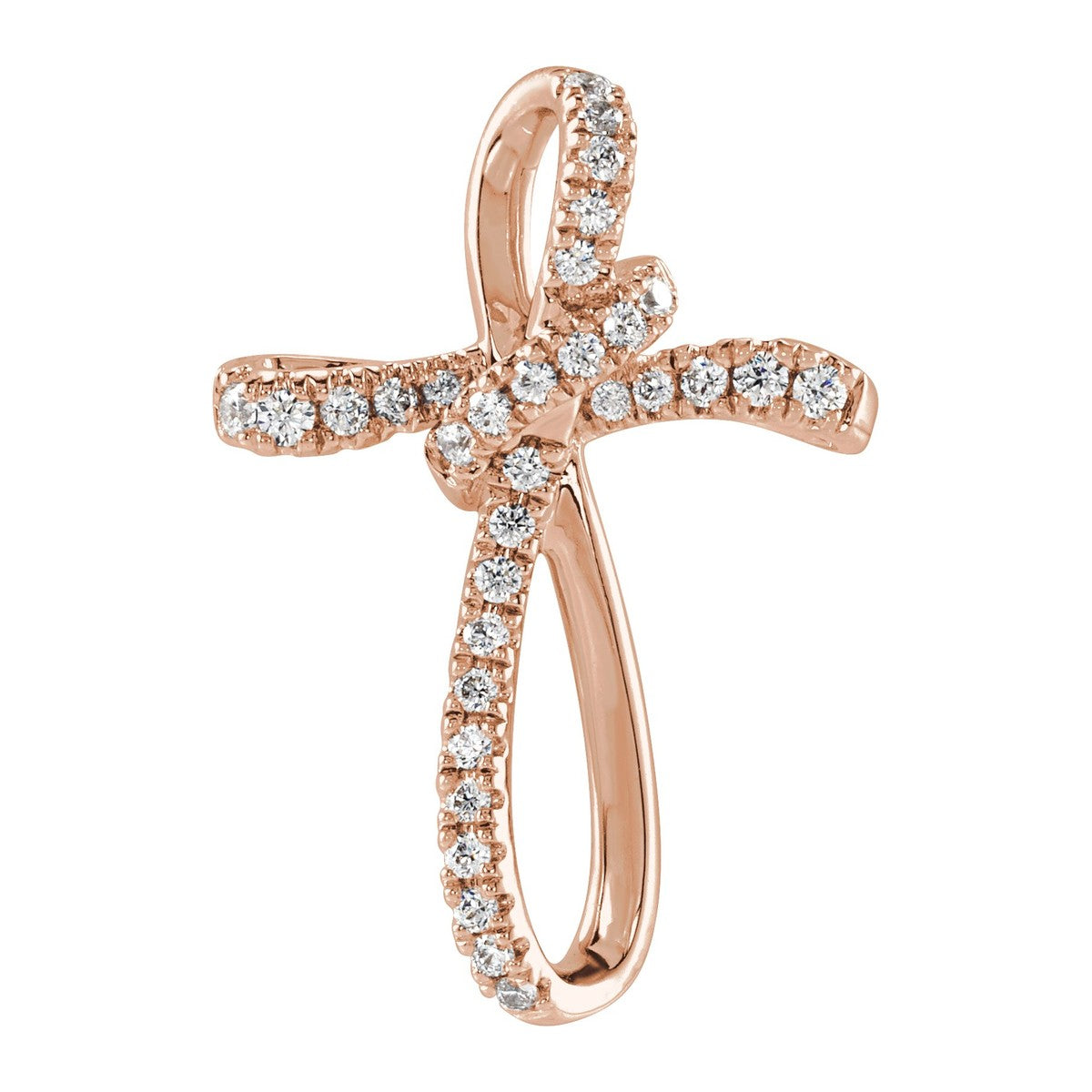 Diamond Ribbon Cross Pendant