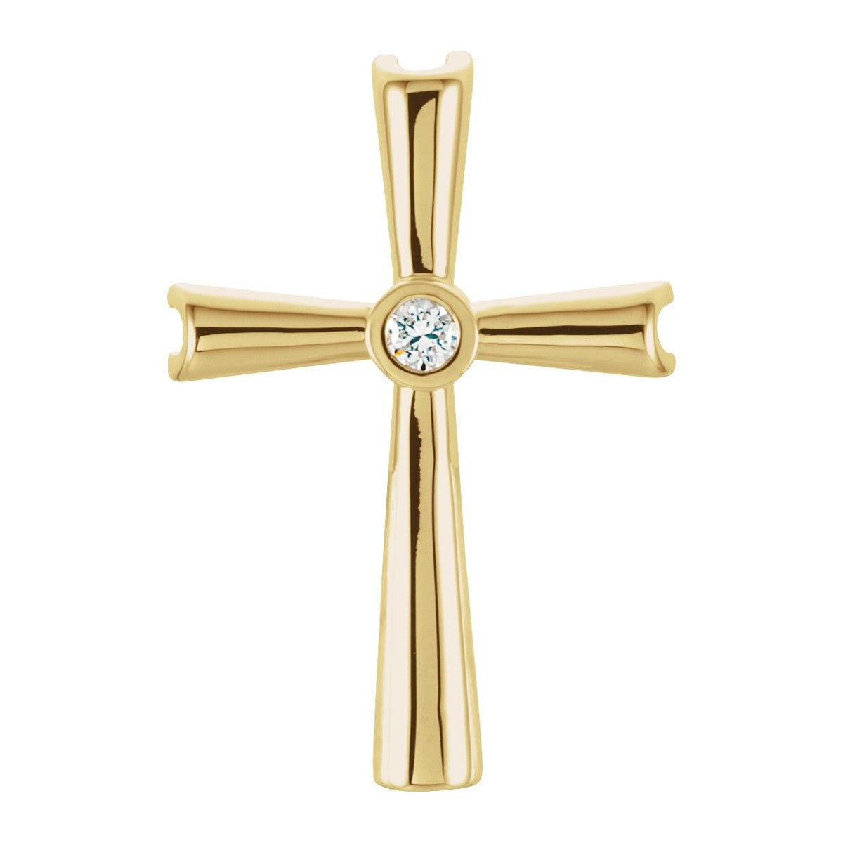 Bezel Diamond Tapered Cross Pendant