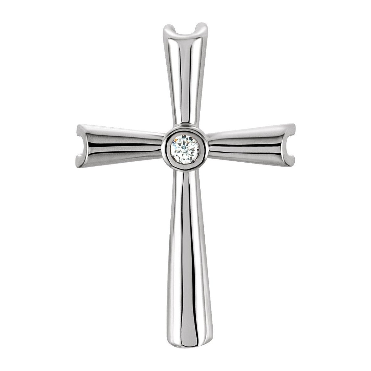 Bezel Diamond Tapered Cross Pendant