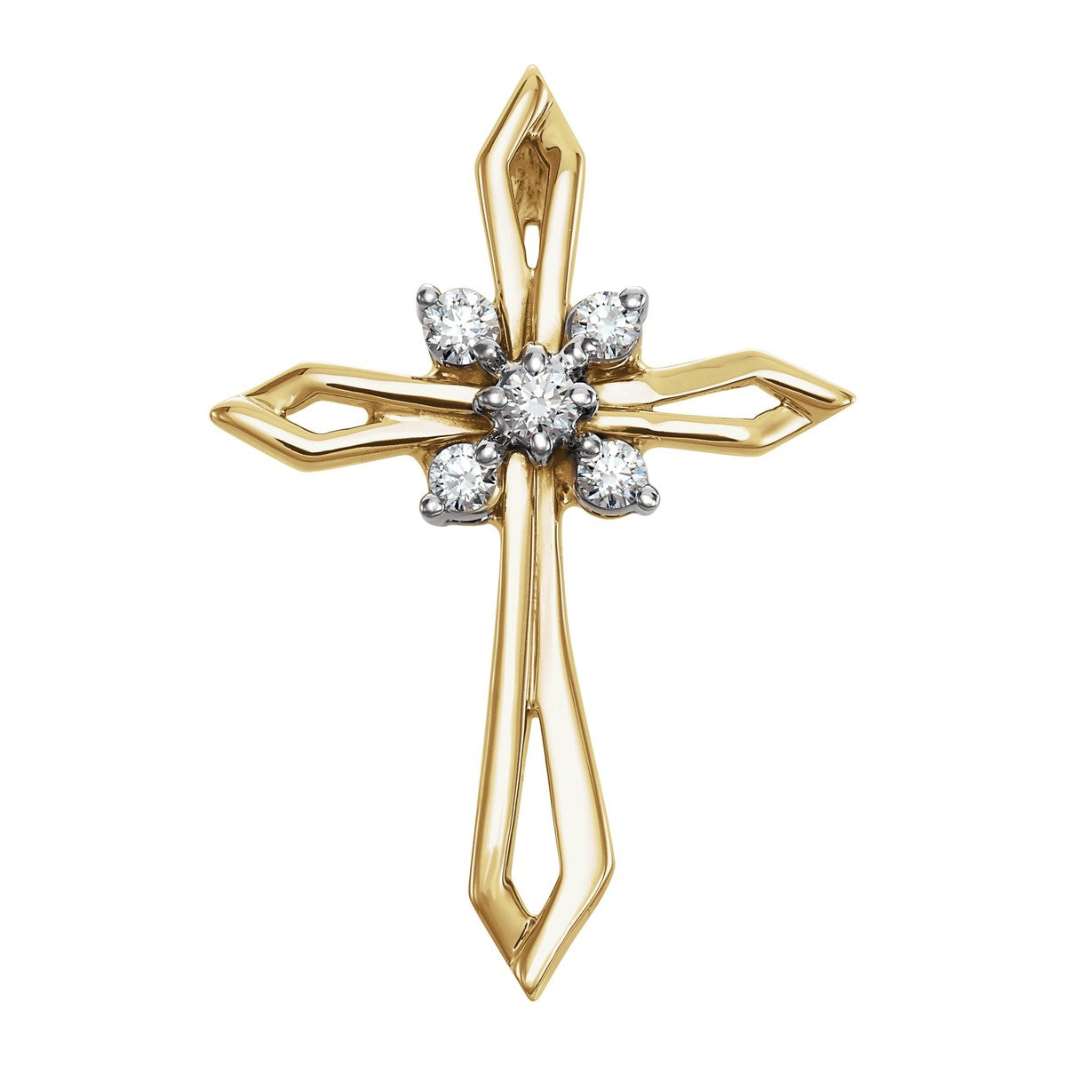 Two-Tone Diamond Starburst Cross Pendant