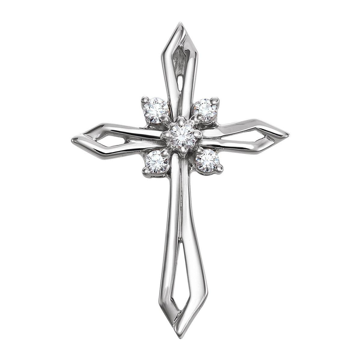Two-Tone Diamond Starburst Cross Pendant