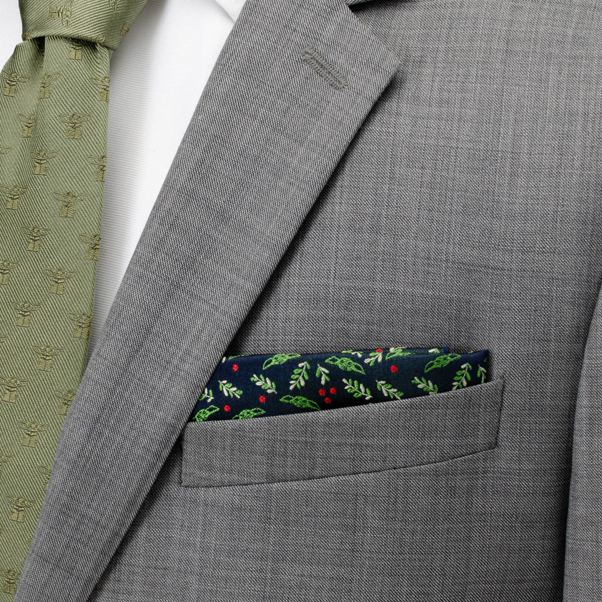 Star Wars Grogu Holiday Navy Pocket Square