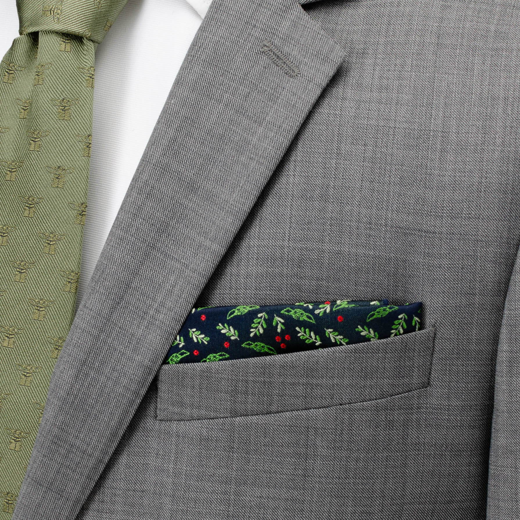 Star Wars Grogu Holiday Navy Pocket Square