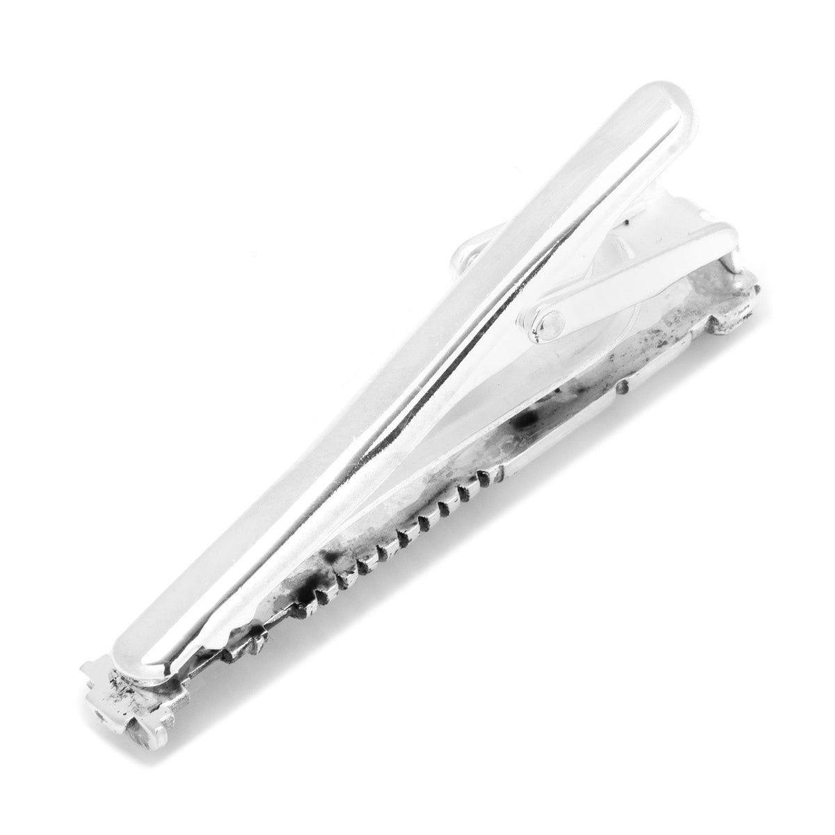 Luke Skywalker lightsaber tie clip, silver metal bar with claw-like grip