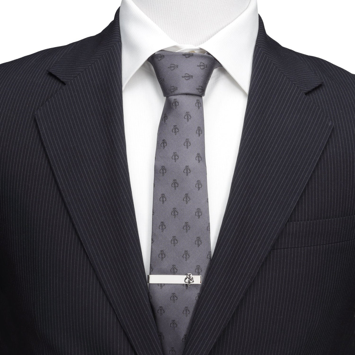 Star Wars Mandalorian Mythosaur Gray Silk Tie