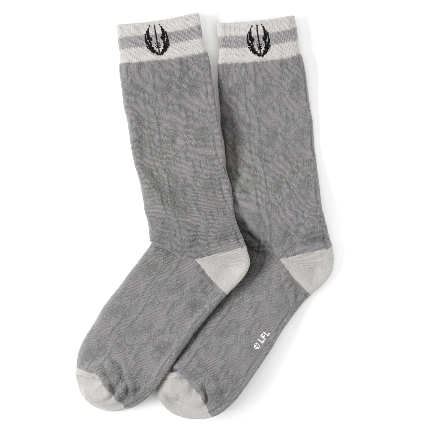 Star Wars Obi-Wan Kenobi Blue LIGHTSABER Pattern Black Tie, Tie Clip, and Gray Jedi Crest Dress Socks Gift Set