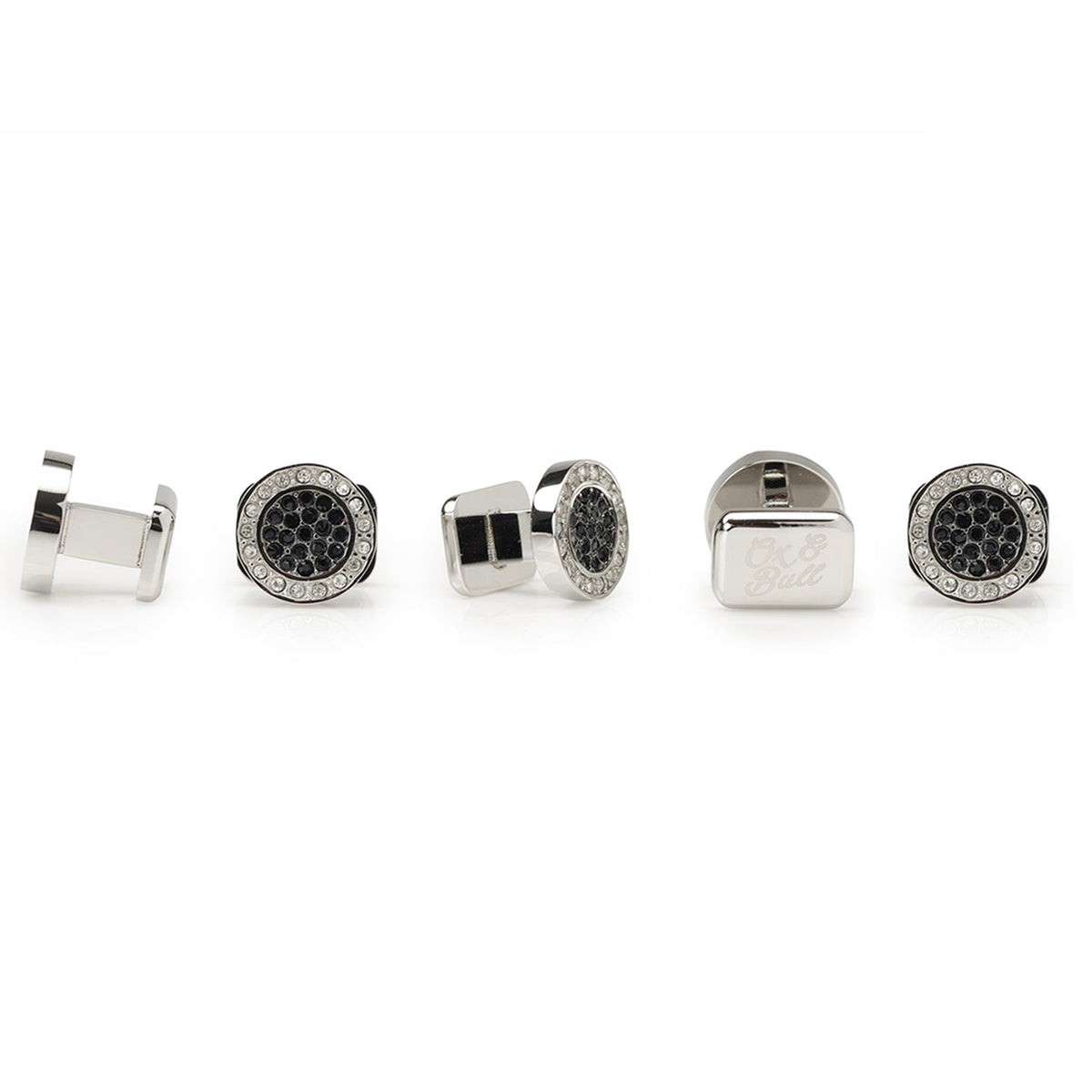 VDP White & Black Pave Crystals Stud Set