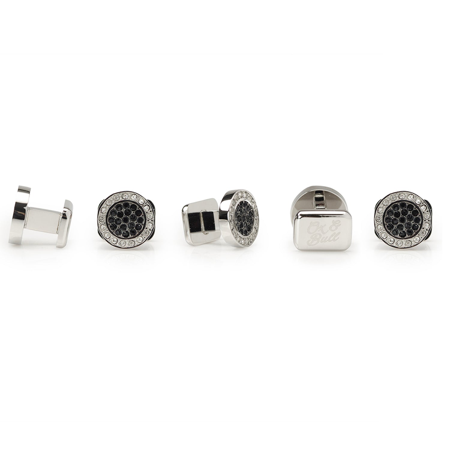 VDP White & Black Pave Crystals Stud Set