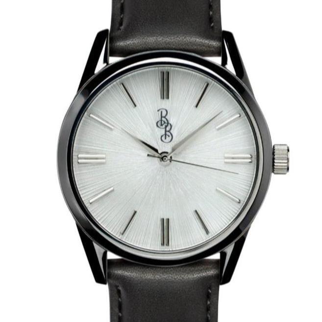 White Sunburst Watch - close-up detail view