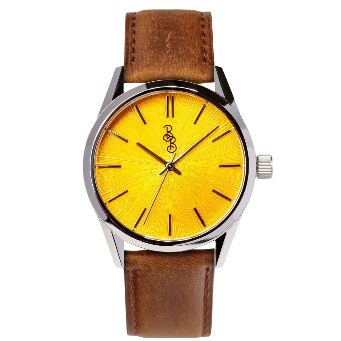 Yellow Sunburst Watch - close-up detail view
