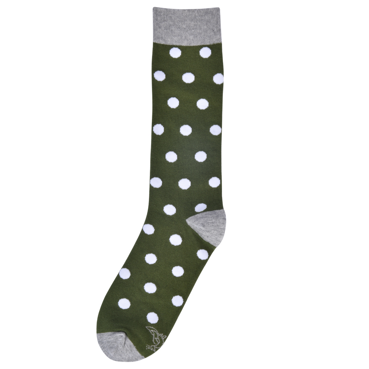 Olive Green with White Polka Dot Socks
