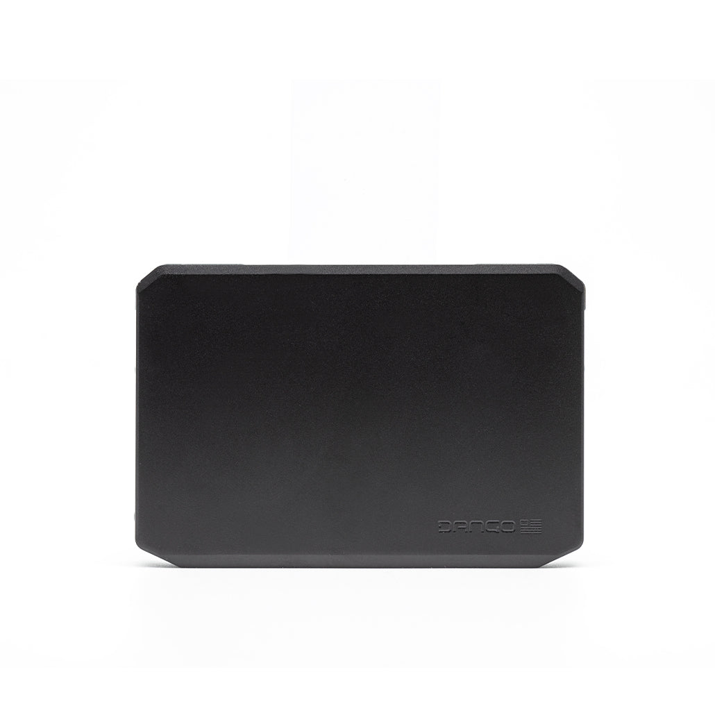 Dango SK1 Slide Kick Wallet in jet black, smooth back with embossed logo