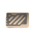 Champagne gold slide-kick wallet with metal money clip and diagonal cutout design