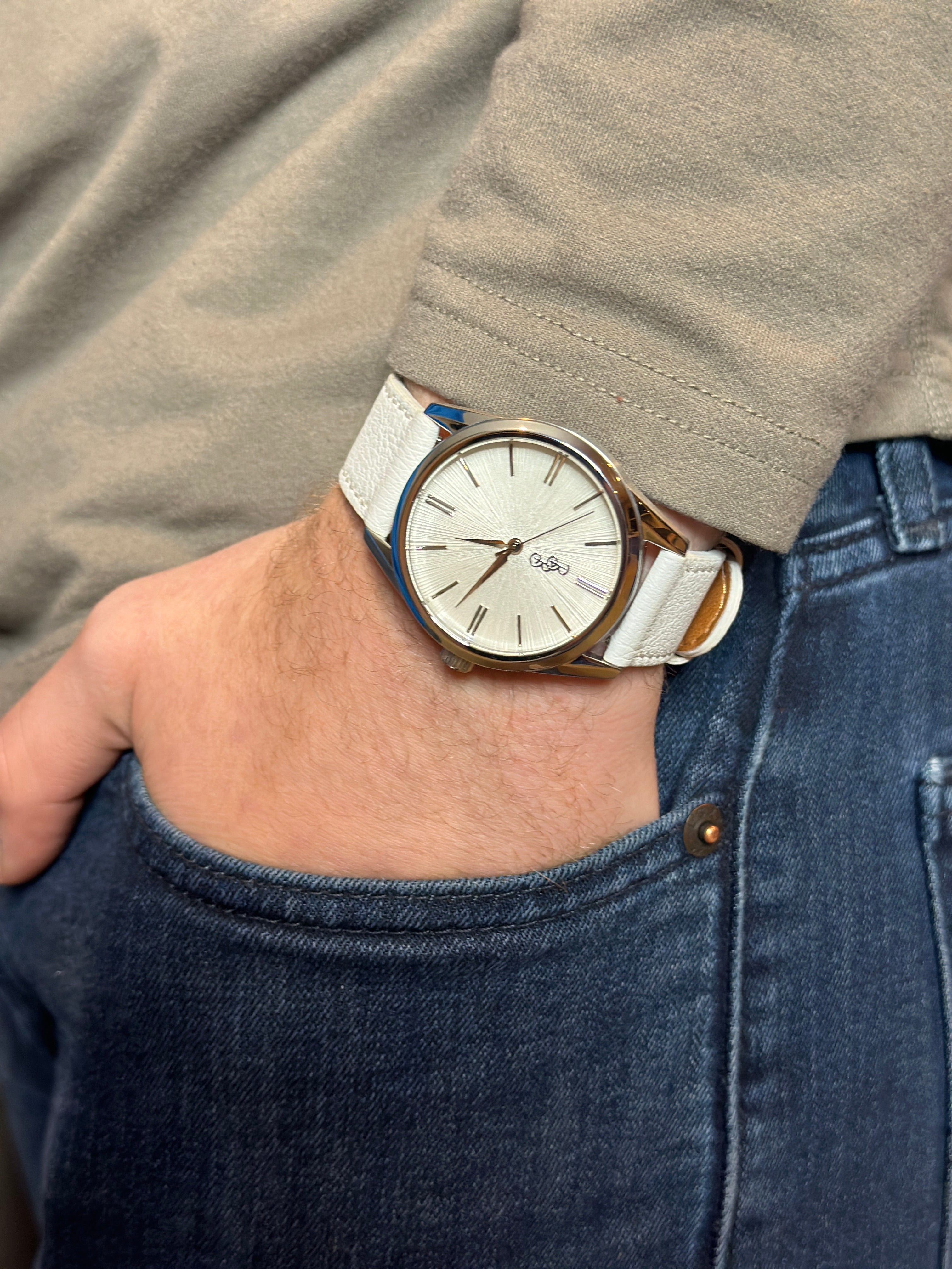 White Sunburst Watch - lifestyle view