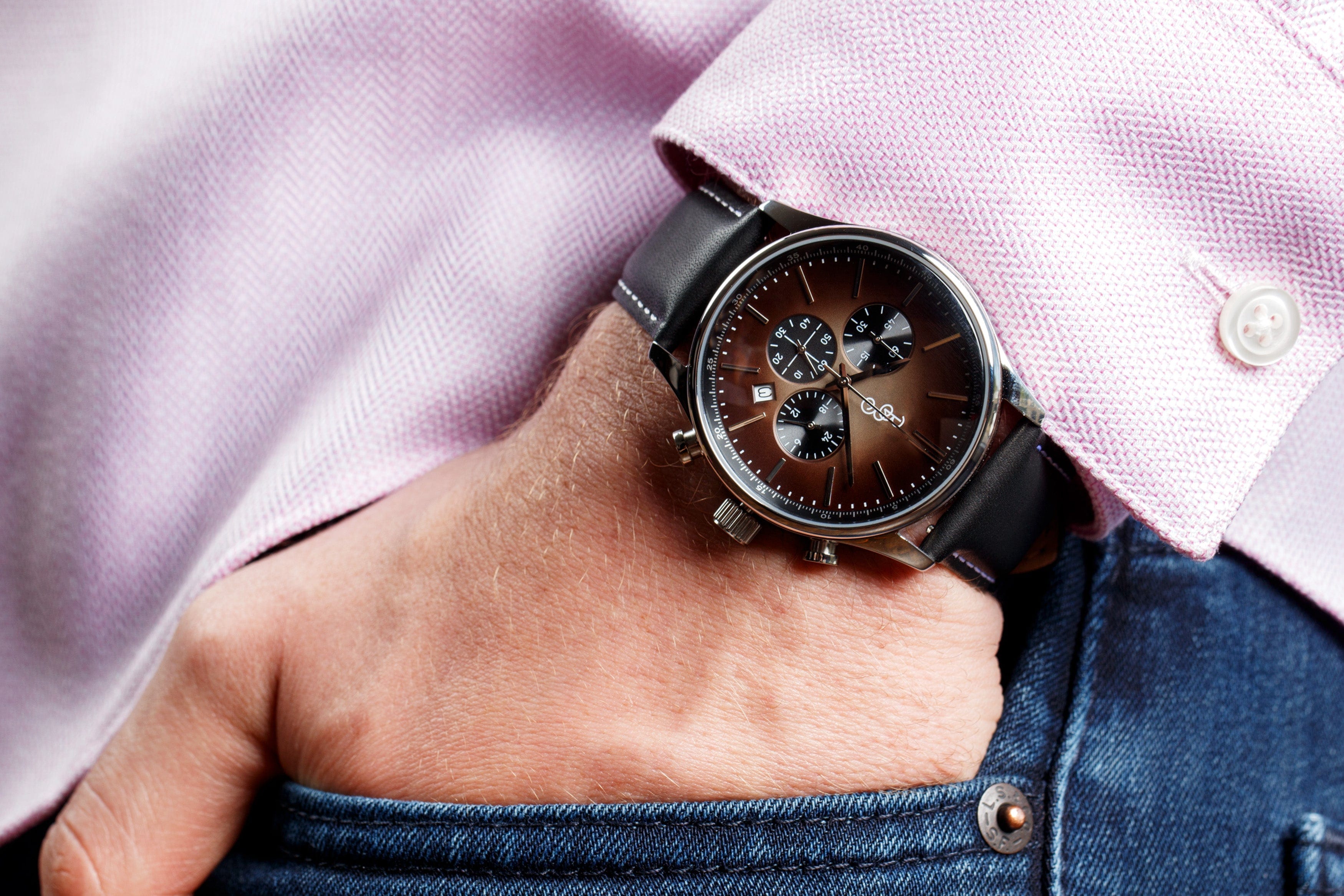 Brown Retro Chronograph - alternate angle
