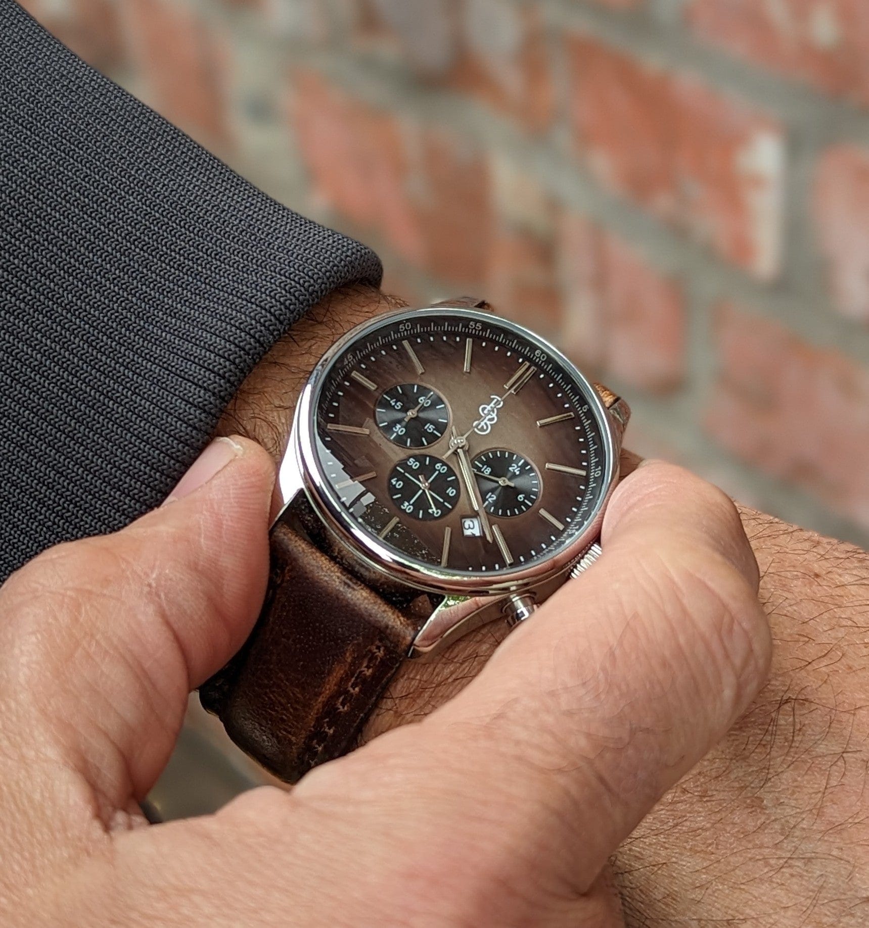 Brown Retro Chronograph - lifestyle view