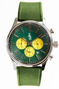Green and Yellow Chronograph - close-up detail view