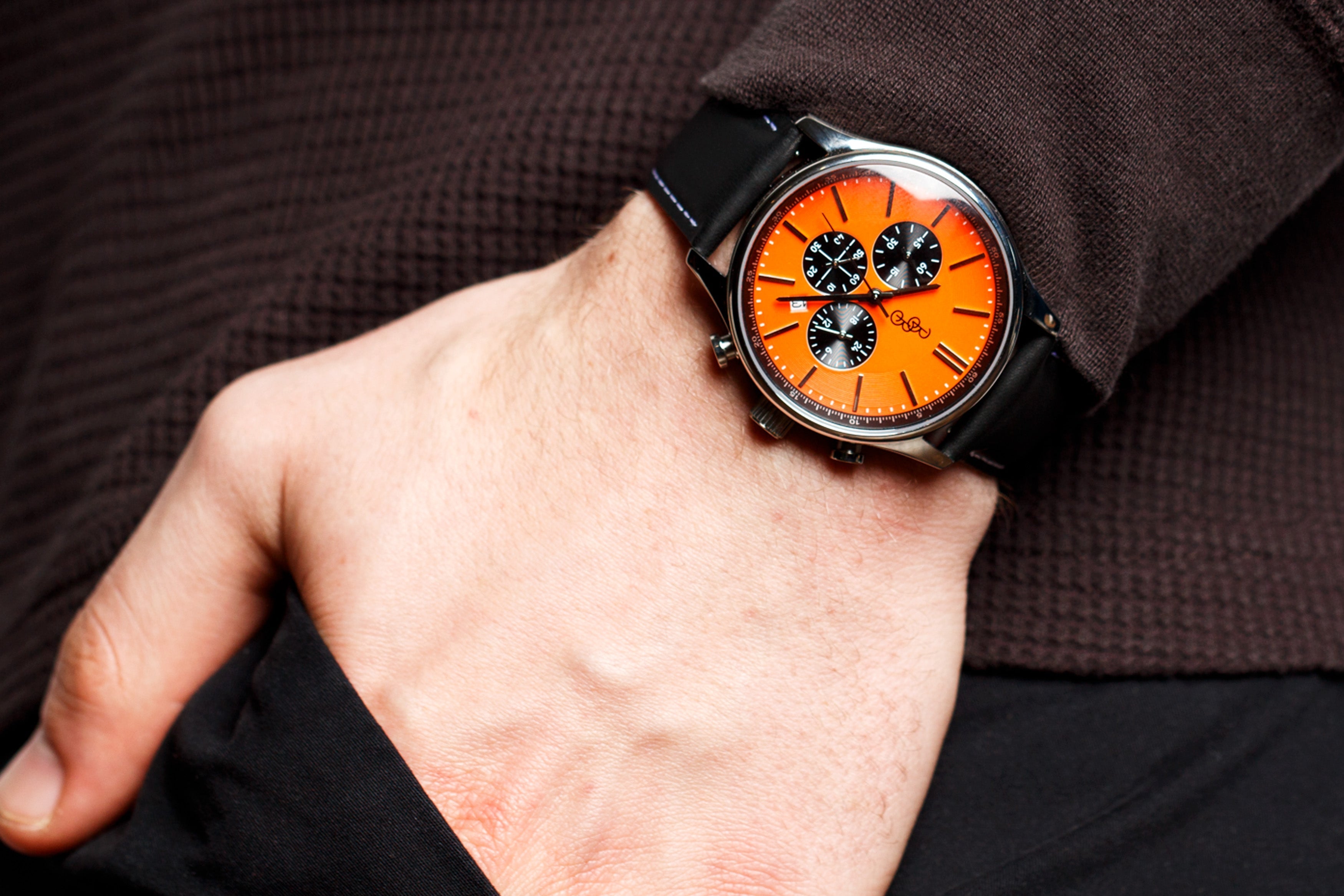 Orange and Black Chronograph - lifestyle view