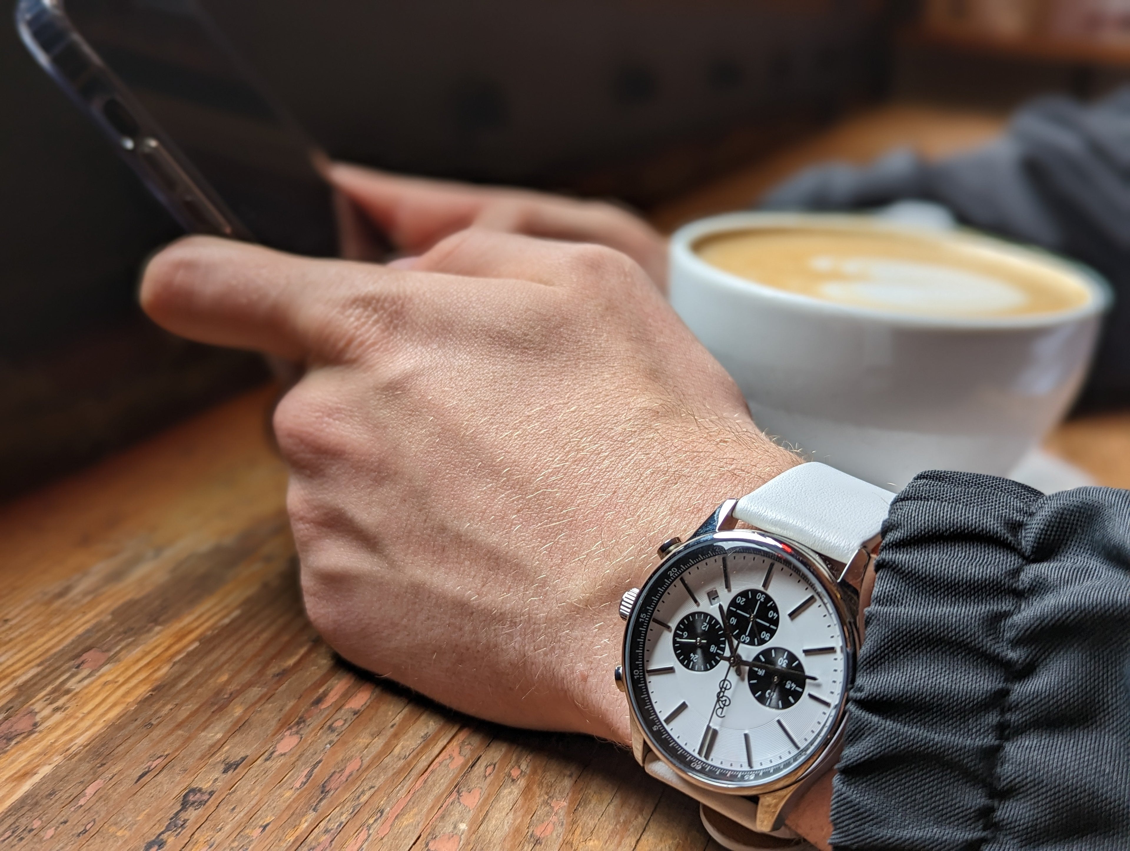 White and Black Chronograph - lifestyle view