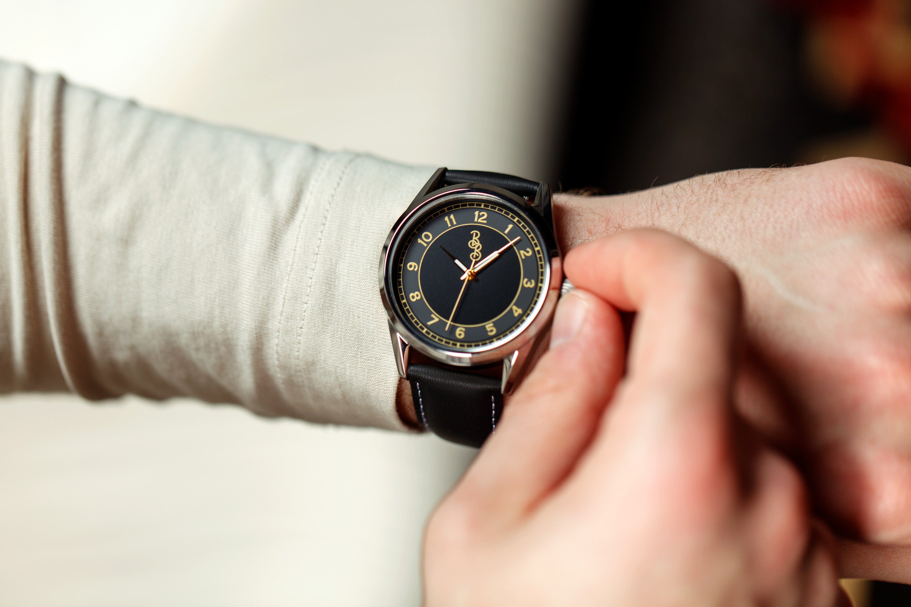 Black and Gold Classic Watch - alternate angle