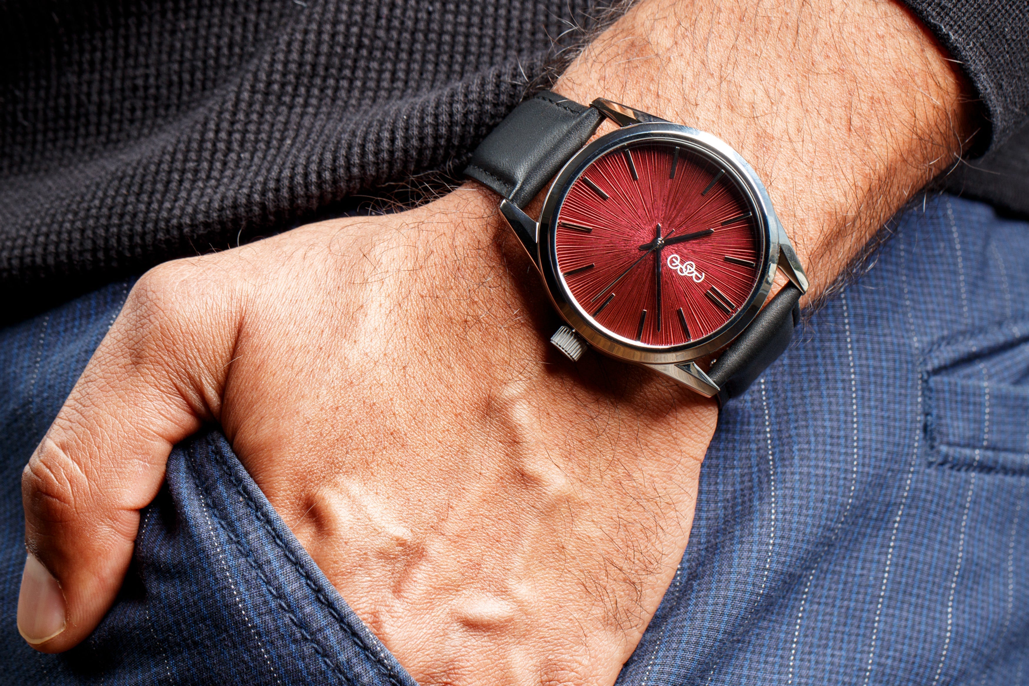 Burgundy Sunburst Watch - product detail