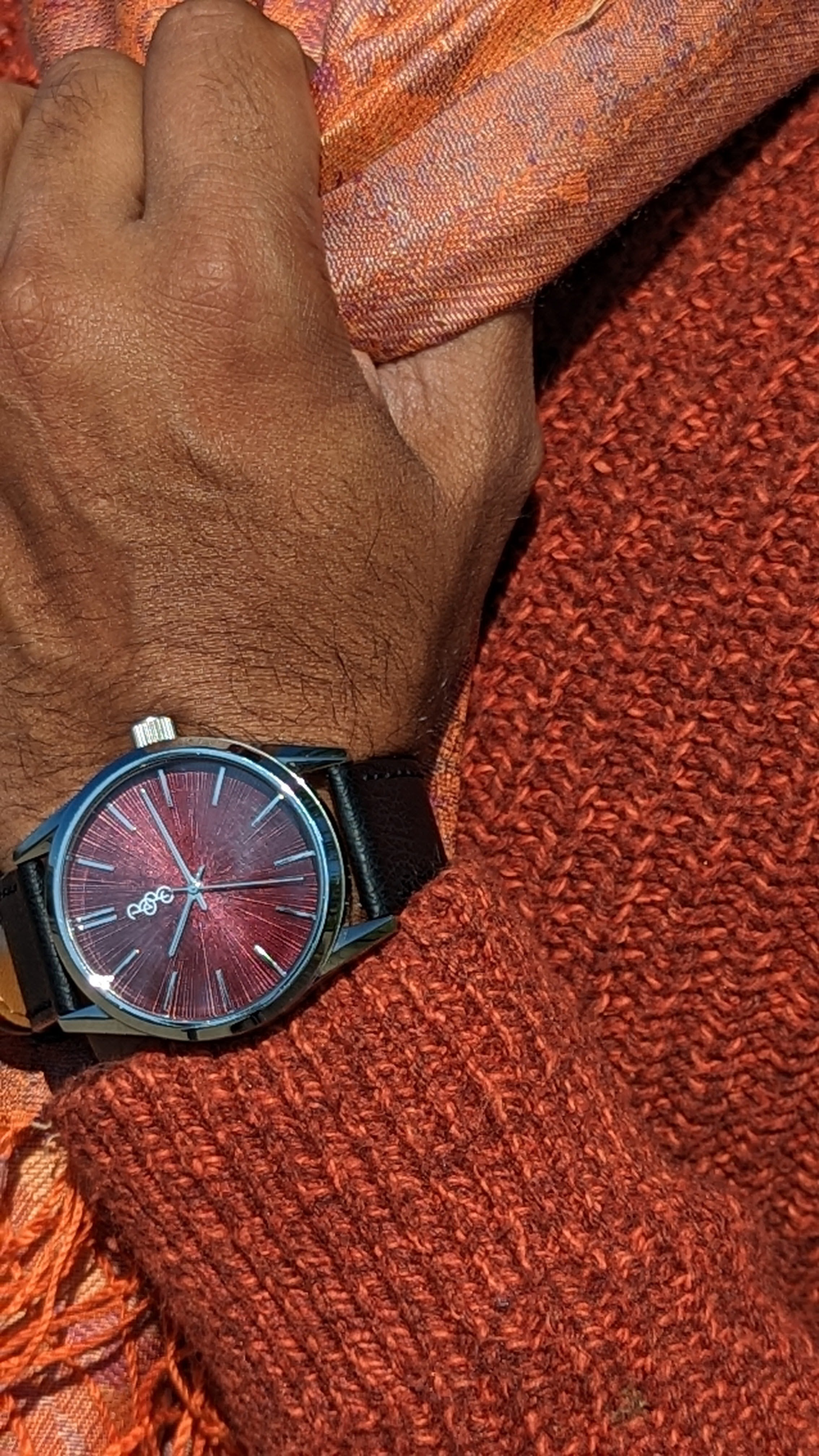 Burgundy Sunburst Watch - image 8