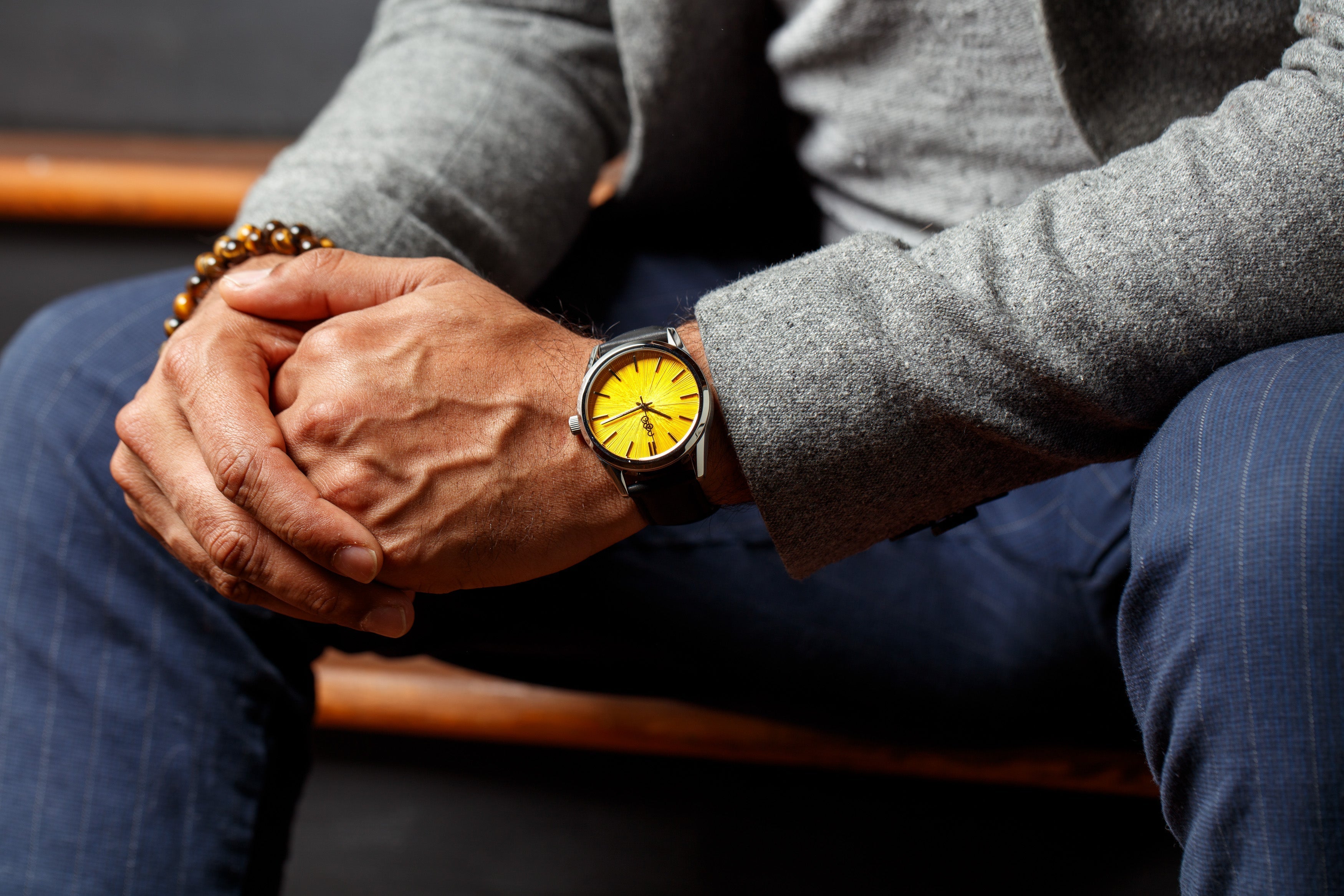 Yellow Sunburst Watch - lifestyle view